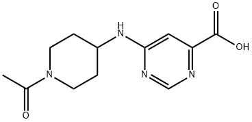 4-Pyrimidinecarboxylic acid, 6-[(1-acetyl-4-piperidinyl)amino]- Struktur