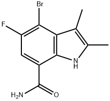 4-bromo-5-fluoro-2,3-dimethyl-1H-indole-7-carboxamide Struktur