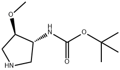 Carbamic acid, N-[(3R,4R)-4-methoxy-3-pyrrolidinyl]-, 1,1-dimethylethyl ester Struktur