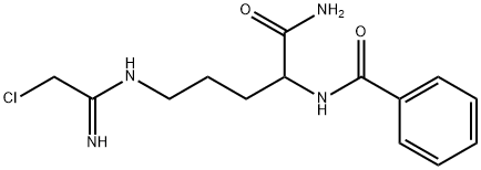 N-[1-(Aminocarbonyl)-4-[(2-chloro-1-iminoethyl)amino]butyl]-benzamide Struktur