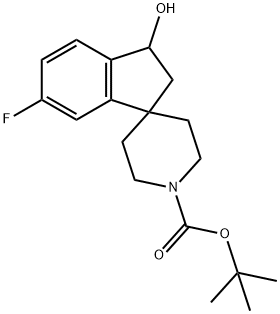 tert-Butyl 3-hydroxy-6-fluoro-2,3-dihydrospiro[indene-1,4'-piperidine]-1'-carboxylate Struktur