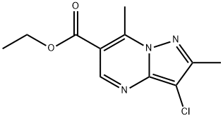 Ethyl 3-chloro-2,7-dimethylpyrazolo[1,5-a]pyrimidine-6-carboxylate Struktur