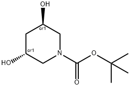 trans-3,5-Dihydroxy-piperidine-1-carboxylic acid tert-butyl ester Struktur