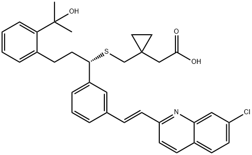 (S,E)-2-(1-(((1-(3-(2-(7-chloroquinolin-2-yl)vinyl)phenyl)-3-(2-(2-hydroxypropan-2-yl)phenyl)propyl)thio)methyl)cyclopropyl)acetic acid Struktur