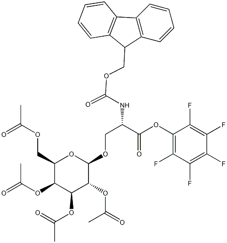 N-[(9H-Fluoren-9-ylmethoxy)carbonyl]-O-(2,3,4,6-tetra-O-acetyl-beta-D-galactopyranosyl)-L-serine pentafluorophenyl ester Struktur