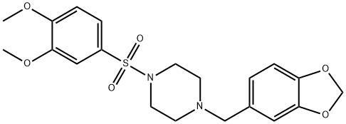 1-(1,3-benzodioxol-5-ylmethyl)-4-[(3,4-dimethoxyphenyl)sulfonyl]piperazine Struktur