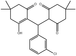 2-[(3-chlorophenyl)(2-hydroxy-4,4-dimethyl-6-oxocyclohex-1-en-1-yl)methyl]-5,5-dimethylcyclohexane-1,3-dione Struktur