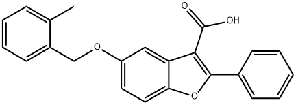 5-[(2-methylbenzyl)oxy]-2-phenyl-1-benzofuran-3-carboxylic acid Struktur