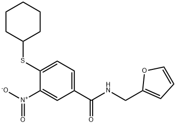 4-(cyclohexylsulfanyl)-N-(furan-2-ylmethyl)-3-nitrobenzamide Struktur