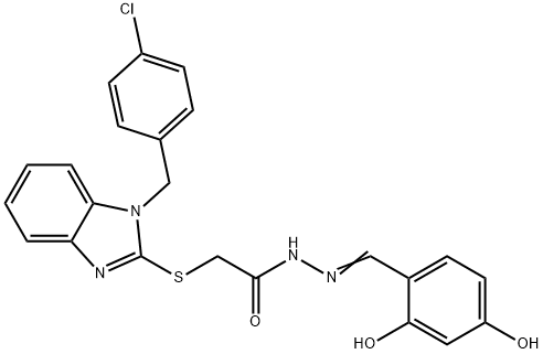 (E)-2-((1-(4-chlorobenzyl)-1H-benzo[d]imidazol-2-yl)thio)-N'-(2,4-dihydroxybenzylidene)acetohydrazide Struktur