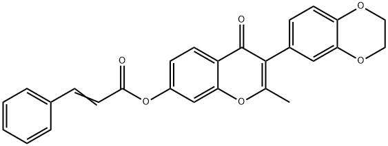 3-(2,3-dihydrobenzo[b][1,4]dioxin-6-yl)-2-methyl-4-oxo-4H-chromen-7-yl cinnamate Struktur