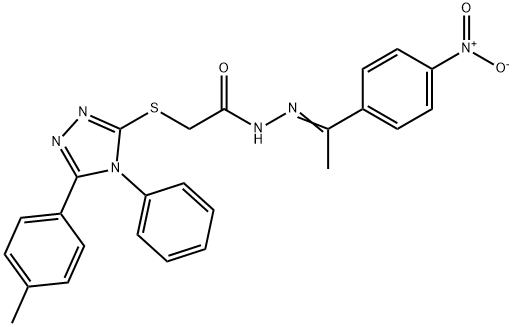 2-{[5-(4-methylphenyl)-4-phenyl-4H-1,2,4-triazol-3-yl]sulfanyl}-N'-[(1E)-1-(4-nitrophenyl)ethylidene]acetohydrazide Struktur