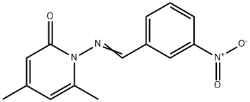 4,6-dimethyl-1-{[(E)-(3-nitrophenyl)methylidene]amino}pyridin-2(1H)-one Struktur