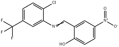 (E)-2-(((2-chloro-5-(trifluoromethyl)phenyl)imino)methyl)-4-nitrophenol Struktur