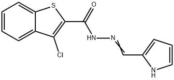 (E)-N'-((1H-pyrrol-2-yl)methylene)-3-chlorobenzo[b]thiophene-2-carbohydrazide Struktur