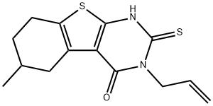 6-methyl-3-(prop-2-en-1-yl)-2-sulfanyl-5,6,7,8-tetrahydro[1]benzothieno[2,3-d]pyrimidin-4(3H)-one Struktur