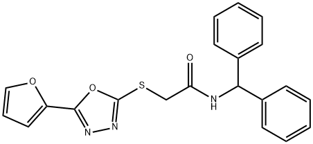 N-(diphenylmethyl)-2-{[5-(furan-2-yl)-1,3,4-oxadiazol-2-yl]sulfanyl}acetamide Struktur