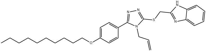 2-[({5-[4-(decyloxy)phenyl]-4-(prop-2-en-1-yl)-4H-1,2,4-triazol-3-yl}sulfanyl)methyl]-1H-benzimidazole Struktur