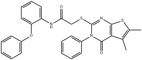 2-[(5,6-dimethyl-4-oxo-3-phenyl-3,4-dihydrothieno[2,3-d]pyrimidin-2-yl)sulfanyl]-N-(2-phenoxyphenyl)acetamide Struktur