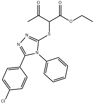 ethyl 2-((5-(4-chlorophenyl)-4-phenyl-4H-1,2,4-triazol-3-yl)thio)-3-oxobutanoate Struktur