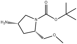 (2S,4S)-4-Amino-2-methoxymethyl-pyrrolidine-1-carboxylic acid tert-butyl ester Struktur