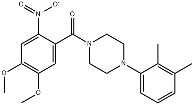 (4,5-dimethoxy-2-nitrophenyl)[4-(2,3-dimethylphenyl)piperazin-1-yl]methanone Struktur