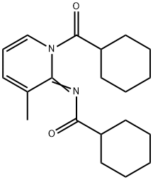 (E)-N-(1-(cyclohexanecarbonyl)-3-methylpyridin-2(1H)-ylidene)cyclohexanecarboxamide Struktur