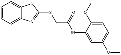 2-(1,3-benzoxazol-2-ylsulfanyl)-N-(2,5-dimethoxyphenyl)acetamide Struktur