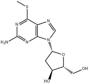 9-(2-Deoxy-beta-D-erythro-pentofuranosyl)-6-(methylthio)-9H-purin-2-amine Struktur