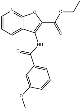 ethyl 3-(3-methoxybenzamido)furo[2,3-b]pyridine-2-carboxylate Struktur