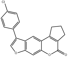 9-(4-chlorophenyl)-2,3-dihydrocyclopenta[c]furo[3,2-g]chromen-4(1H)-one Struktur