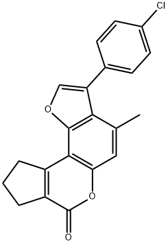 3-(4-chlorophenyl)-4-methyl-9,10-dihydrocyclopenta[c]furo[2,3-f]chromen-7(8H)-one Struktur