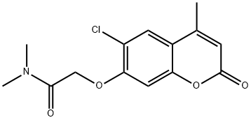 2-[(6-chloro-4-methyl-2-oxo-2H-chromen-7-yl)oxy]-N,N-dimethylacetamide Struktur