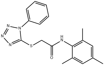 2-[(1-phenyl-1H-tetrazol-5-yl)sulfanyl]-N-(2,4,6-trimethylphenyl)acetamide Struktur