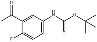 (3-Acetyl-4-fluoro-phenyl)-carbamic acid tert-butyl ester Struktur