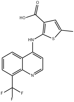 5-Methyl-2-((8-(trifluoromethyl)quinolin-4-yl)amino)thiophene-3-carboxylic acid Struktur