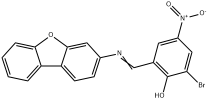 (E)-2-bromo-6-((dibenzo[b,d]furan-3-ylimino)methyl)-4-nitrophenol Struktur