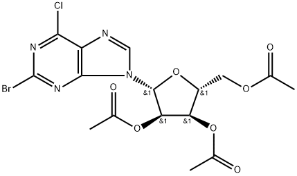 6-Chloro-2-bromo-9-(2,3,5-tri-O-acetyl)-beta-D-ribofuranosyl-9H-purine Struktur