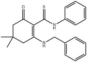 4,4-Dimethyl-6-oxo-N-phenyl-2-[(phenylmethyl)amino]-1-cyclohexene-1-carbothioamide Struktur