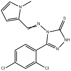 5-(2,4-dichlorophenyl)-4-{[(1-methyl-1H-pyrrol-2-yl)methylidene]amino}-4H-1,2,4-triazole-3-thiol Struktur