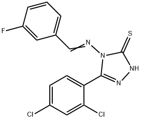 5-(2,4-dichlorophenyl)-4-[(3-fluorobenzylidene)amino]-4H-1,2,4-triazole-3-thiol Struktur