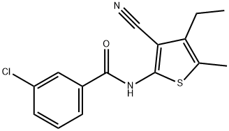 3-chloro-N-(3-cyano-4-ethyl-5-methylthiophen-2-yl)benzamide Struktur