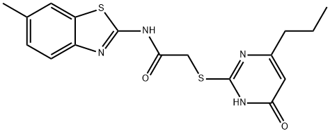 2-[(4-hydroxy-6-propylpyrimidin-2-yl)sulfanyl]-N-(6-methyl-1,3-benzothiazol-2-yl)acetamide Struktur