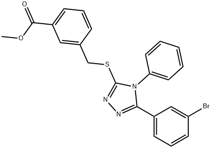 methyl 3-(((5-(3-bromophenyl)-4-phenyl-4H-1,2,4-triazol-3-yl)thio)methyl)benzoate Struktur