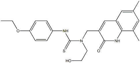 1-((6,8-dimethyl-2-oxo-1,2-dihydroquinolin-3-yl)methyl)-3-(4-ethoxyphenyl)-1-(2-hydroxyethyl)thiourea Struktur