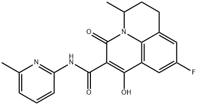 9-fluoro-1-hydroxy-5-methyl-N-(6-methylpyridin-2-yl)-3-oxo-3,5,6,7-tetrahydropyrido[3,2,1-ij]quinoline-2-carboxamide Struktur