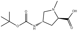 D-Proline, 4-[[(1,1-dimethylethoxy)carbonyl]amino]-1-methyl-, (4S)- Struktur