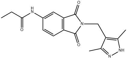 N-(2-((3,5-dimethyl-1H-pyrazol-4-yl)methyl)-1,3-dioxoisoindolin-5-yl)propionamide Struktur