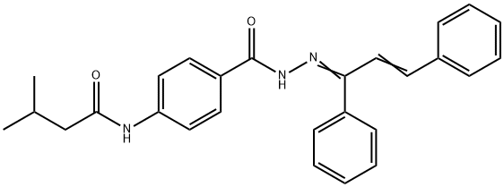 N-(4-{[2-(1,3-diphenyl-2-propen-1-ylidene)hydrazino]carbonyl}phenyl)-3-methylbutanamide Struktur