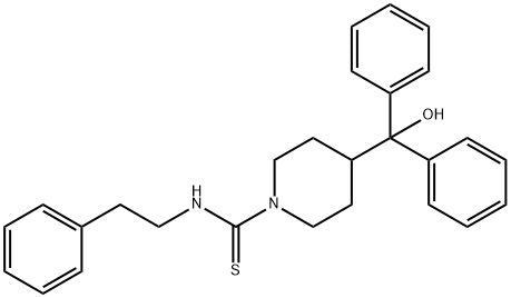 4-[hydroxy(diphenyl)methyl]-N-(2-phenylethyl)piperidine-1-carbothioamide Struktur